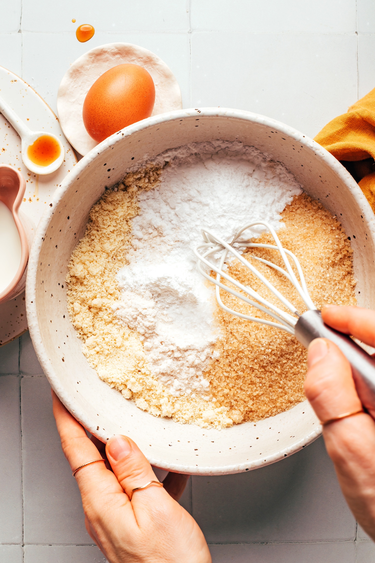 Whisking gluten-free flours with cane sugar