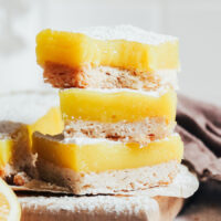 Stack of three vegan gluten-free lemon bars