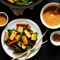 Plate of tofu stir fry for a tofu dish that actually tastes good